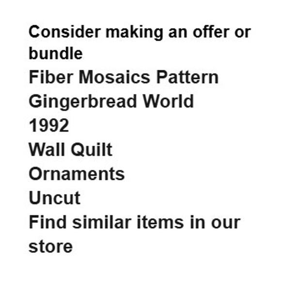 Fiber Mosaics Pattern Gingerbread World Uncut Vintage Craft Wall Quilt Ornament - Picture 3 of 5